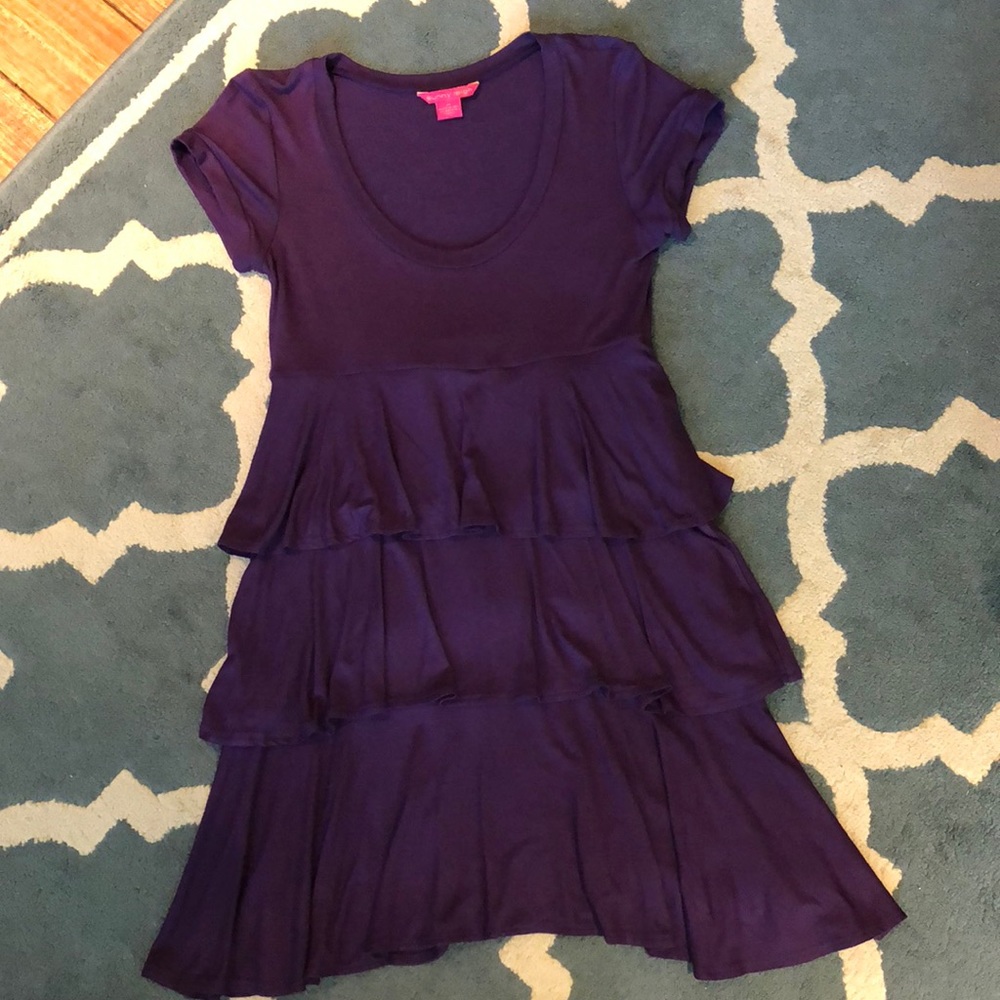 Sunny Leigh Purple ruffle tiered dress